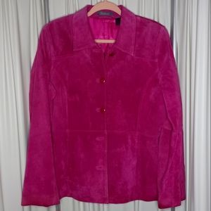 Liz Claiborne Hot Pink Suede Blazer Jacket Size 16